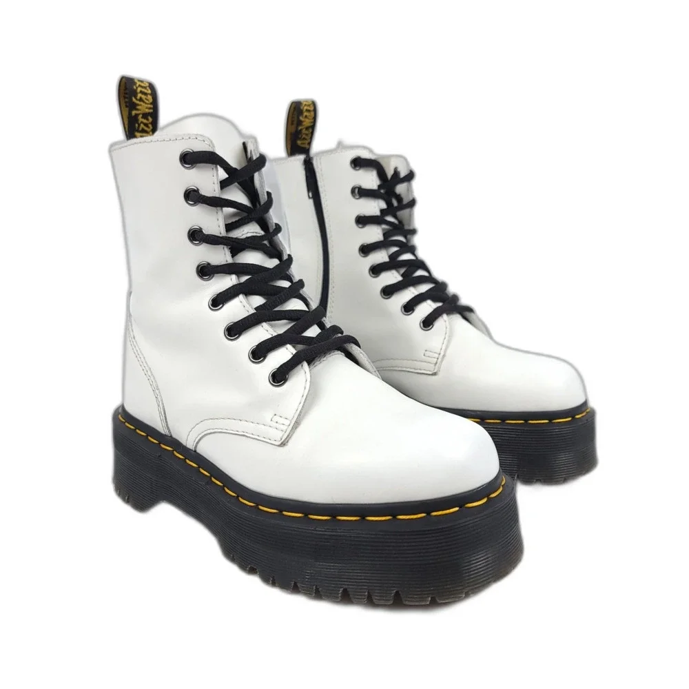 Dr. Martens Jadon Platform White Patent Leather Combat Boots Womens 6 90s Grunge